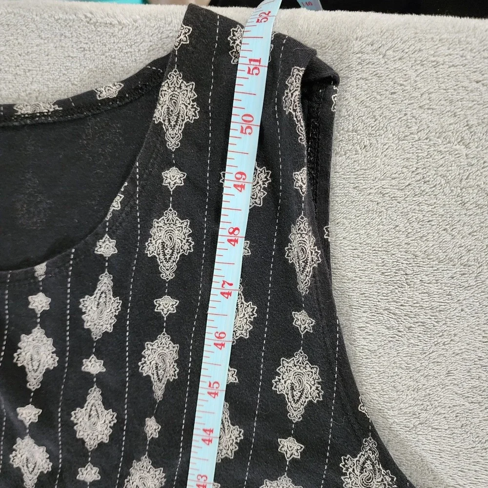 Lands End Black White Print Sleeveless Maxi Dress Women's Size 2X Slit Both Side